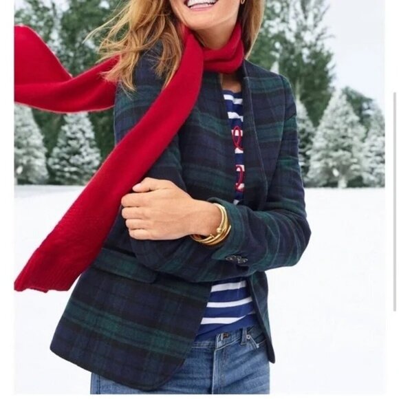 NWT Talbots Tartan Plaid Wool Blend Blazer Size 4 academia